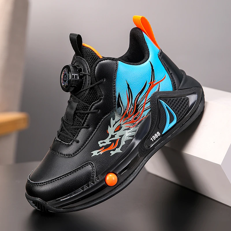 

New Design Children Shoes Boys Sneaker Autumn PU Leather High Top Kids Basketball Shoes Sports Luxury Shoes for Boy Size 28-39