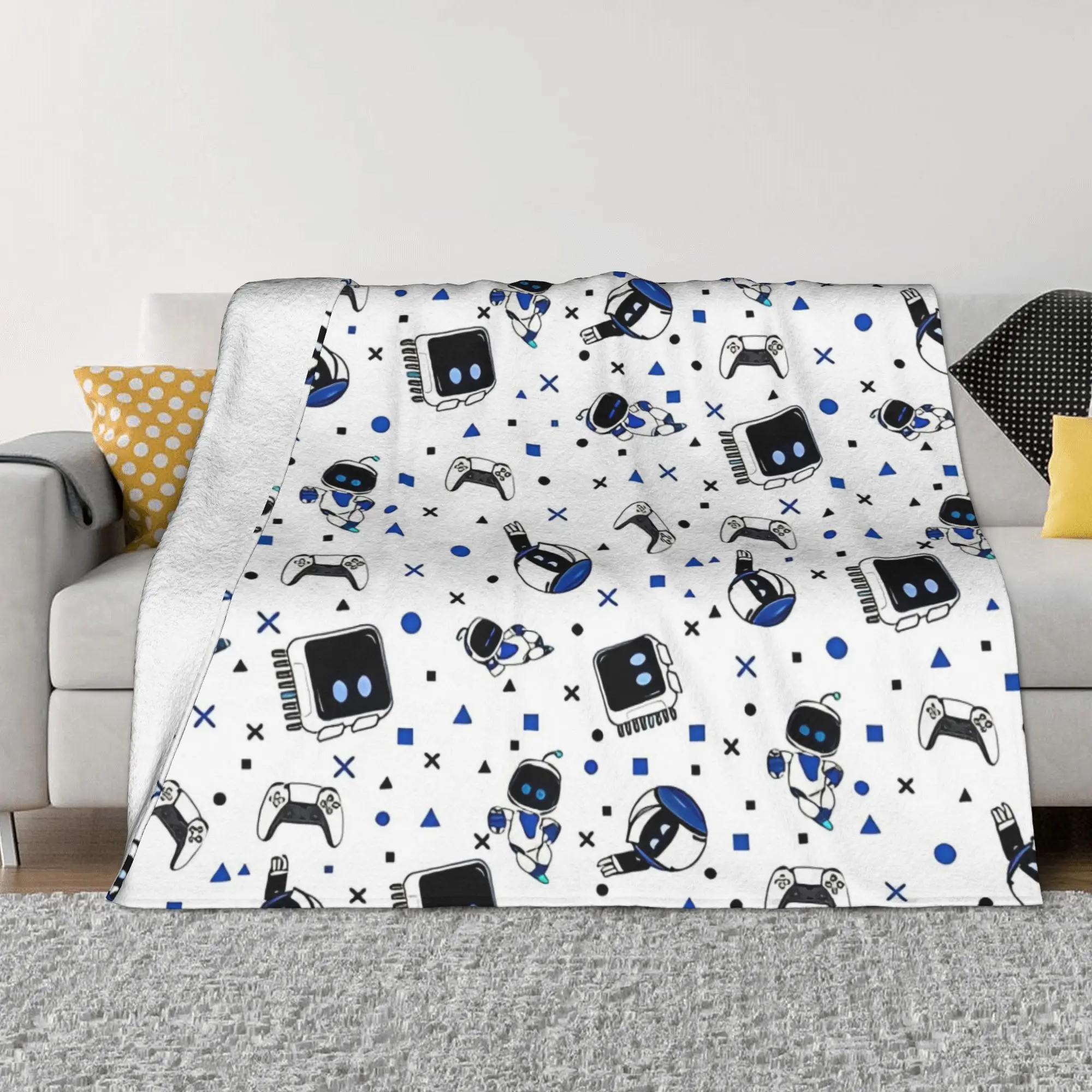 Strobot and Friends Smile Throw Blankets, Décoration de climatisation d'été, Couvertures douces et chaudes, BedChat