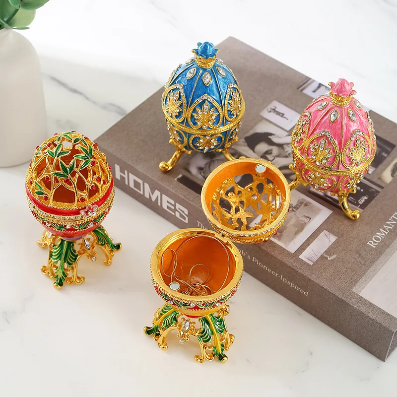 

Exquisite Easter Egg - Creative Home Decor Ornament, Enamel Painted and Inlaid Diamond Metal Craft Gift