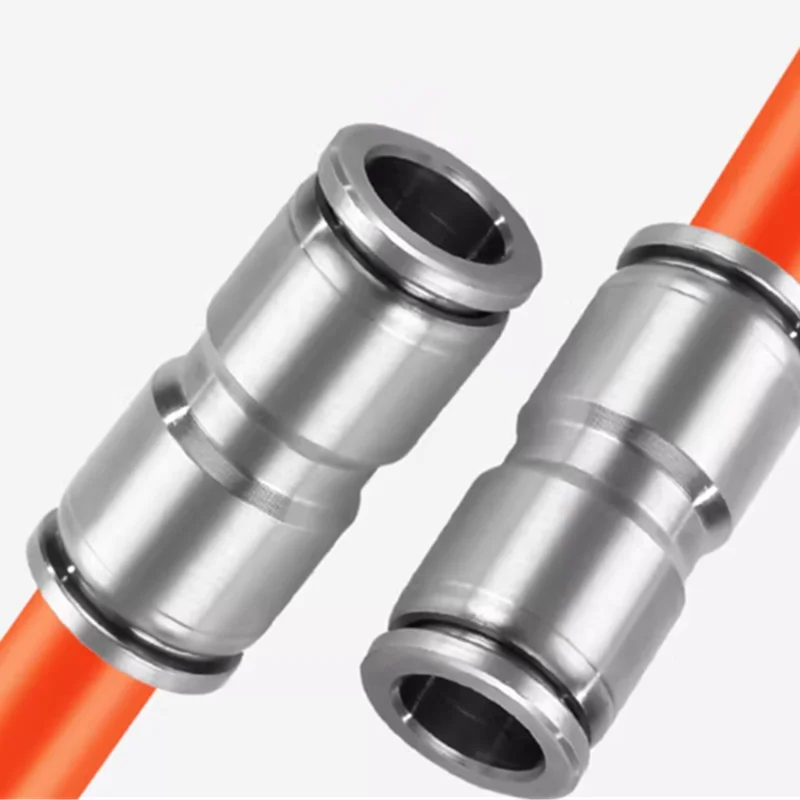 Air Pneumatic Fittings 4/6/8/10/12mm PU Hose Quick Couplings 304 Stainless Steel Pipe Connectors for Compressor