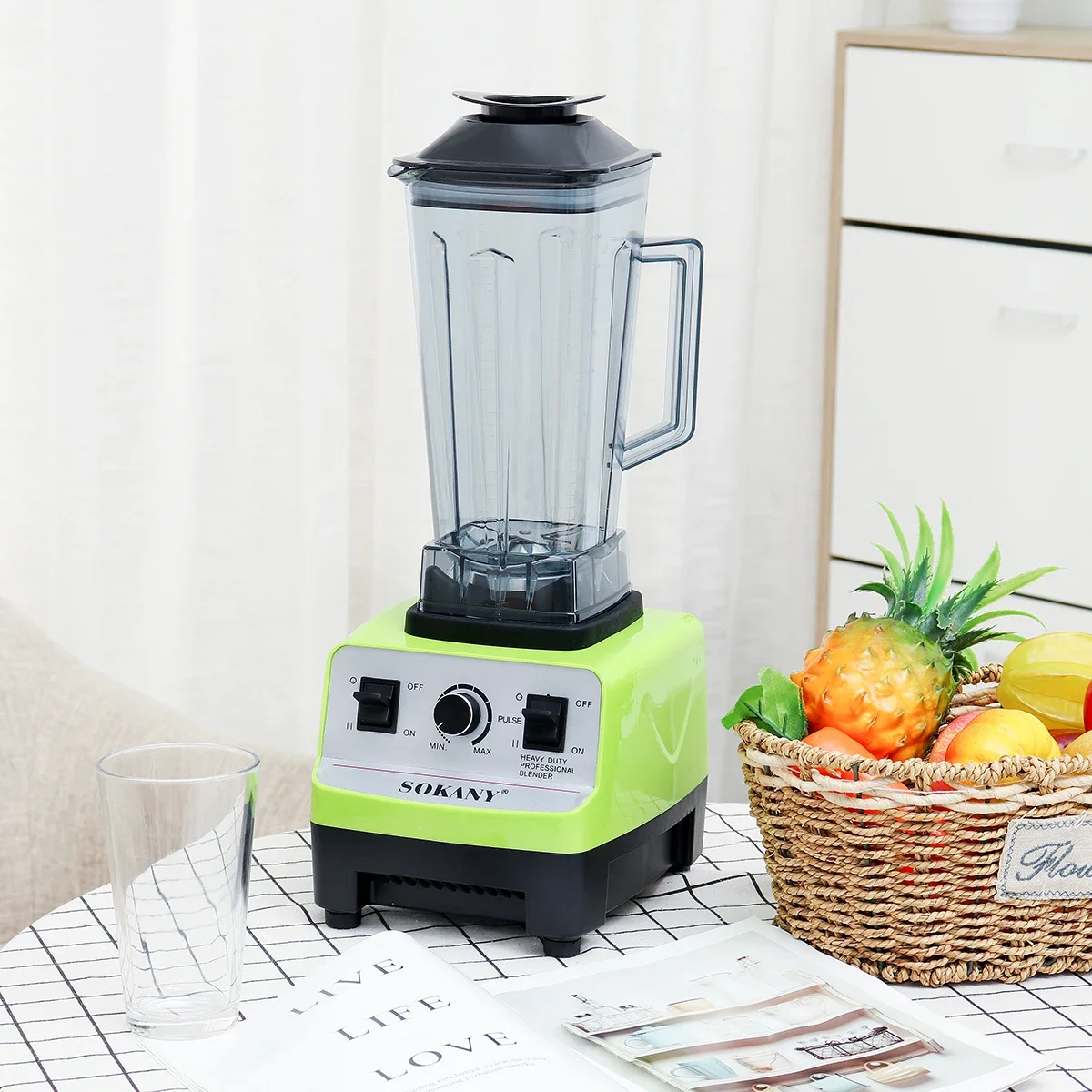 SOKANY 4500W Heavy Duty Commercial Grade Automatic Blender Mixer Juicer Fruit Food Processor Ice Smoothies BPA Free 2L Jar