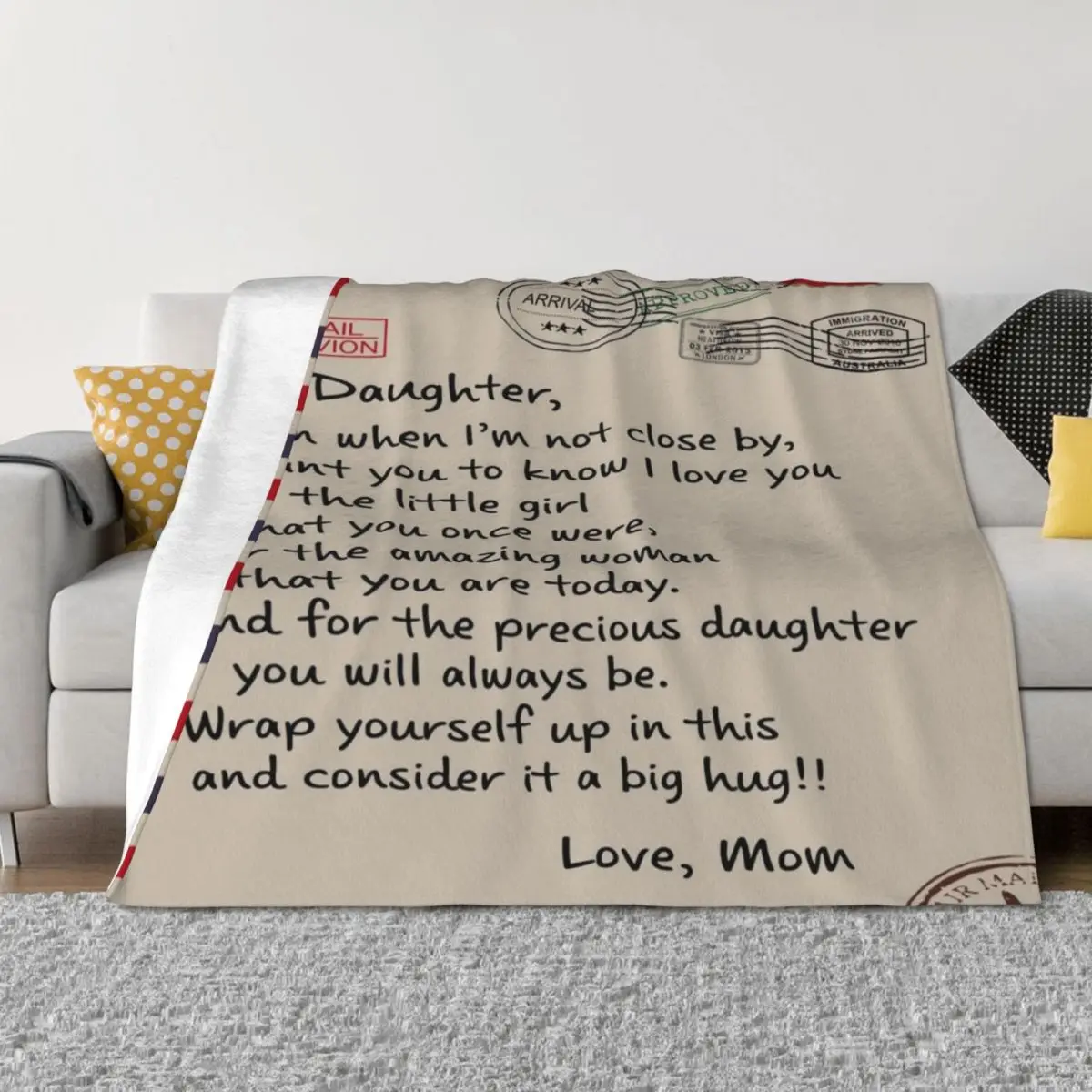 

To My Daughter Even Post Mark Quilt Blanket, Love Your Mom For Family Throw Blanket Soft Big Moving Kid'S Single Blankets
