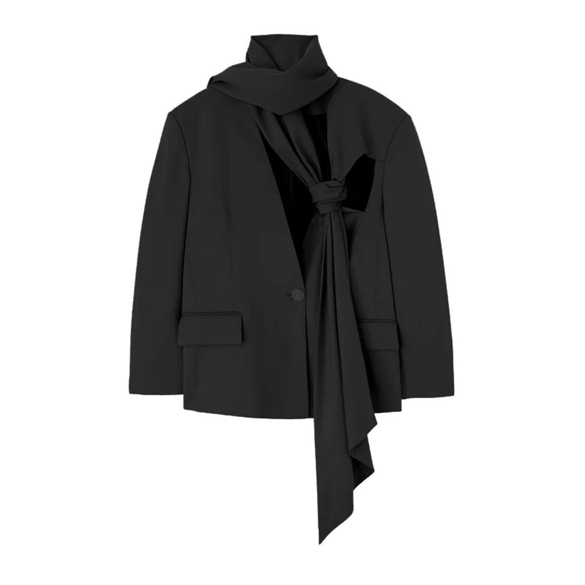 Conjunto de duas peças de terno feminino, blazer com lenço e calça, senhora do escritório, roupa do trabalho de negócios, moda, menina quente, casaco, calças, designer, sexy