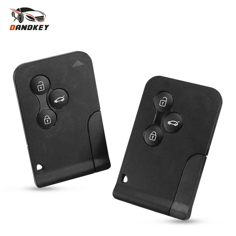 

DANDKEY 3 Buttons Smart Card For Renault Clio Logan Megane 2 3 Koleos Scenic Card Case Black Car Key Fob Shell With Small Key