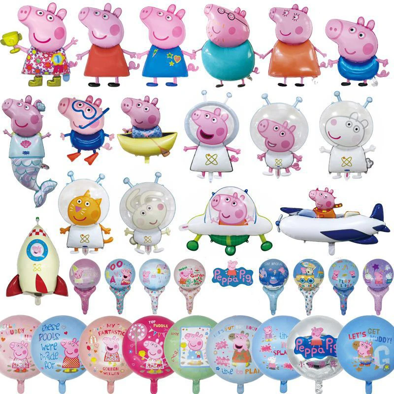 Globos de aluminio Peggy George para fiesta de peppa pig auténtica de Anime, decoraciones para fiesta, globo de cumpleaños para baby shower, suministros para fiestas, Juguetes