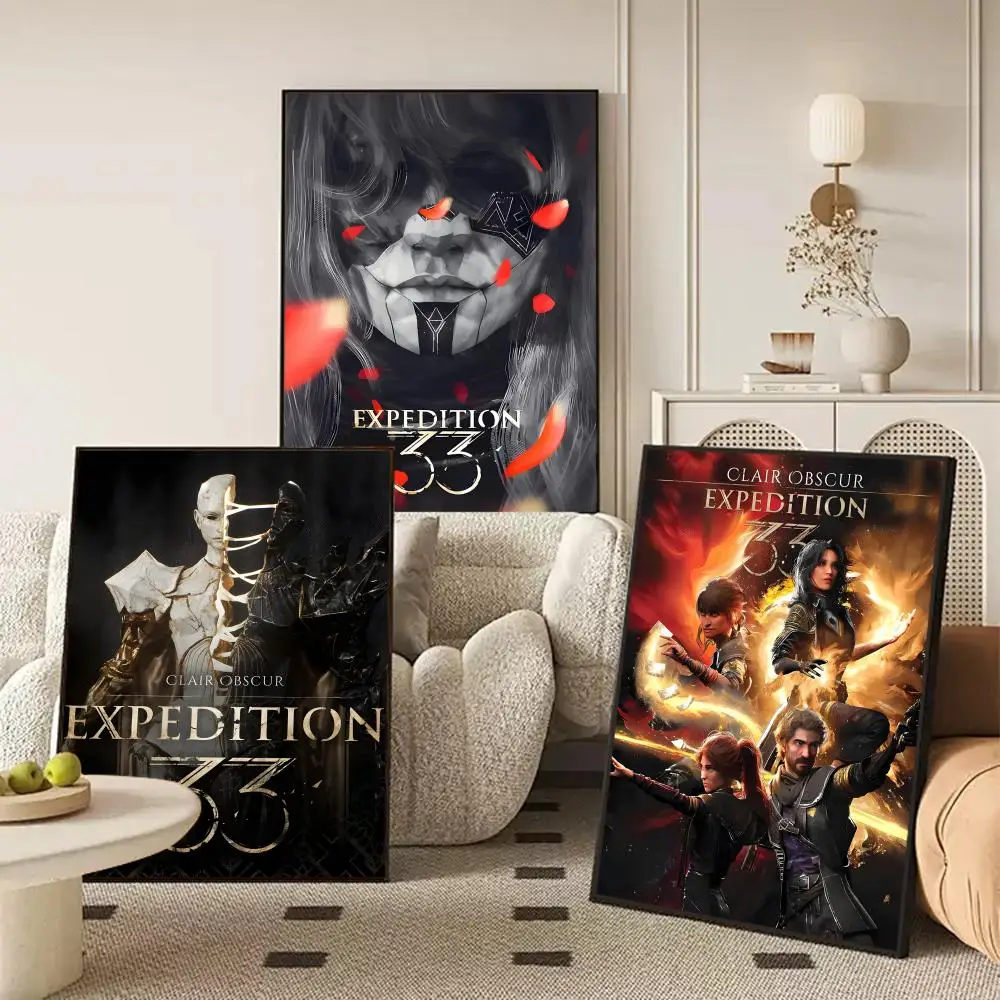 C-Clair Obscur Expedition 33 Poster Removable Wall Sticker Mural for Living Room – Art Poster Home Decoration Decal