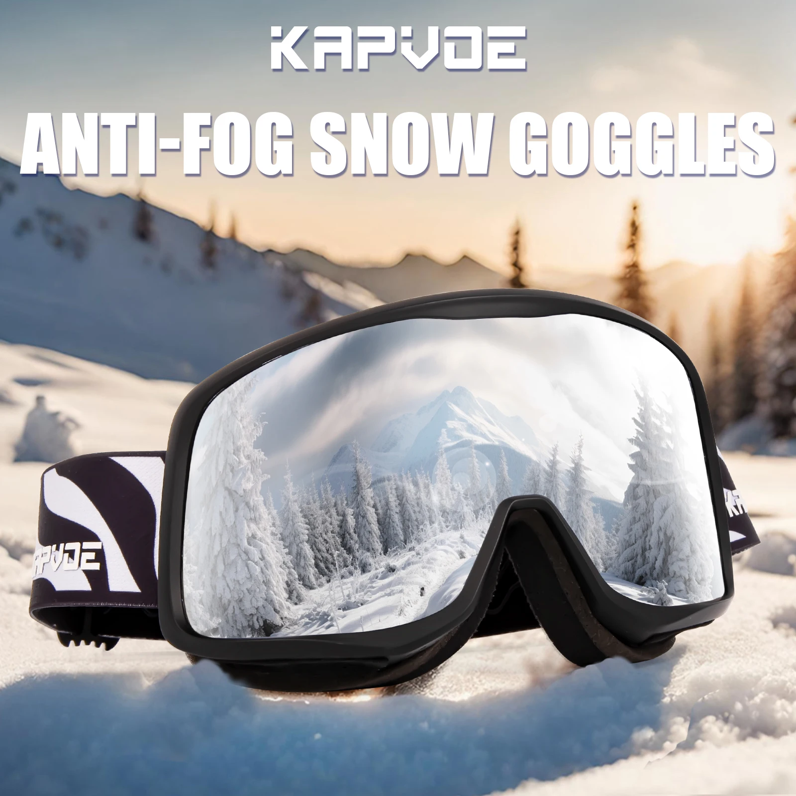 Kapvoe Occhiali da sci Occhiali da snowboard Maschera da sci Uomo Donna Kit di occhiali con lenti antiappannamento Protezione UV400 Neve Motoslitta Adulto