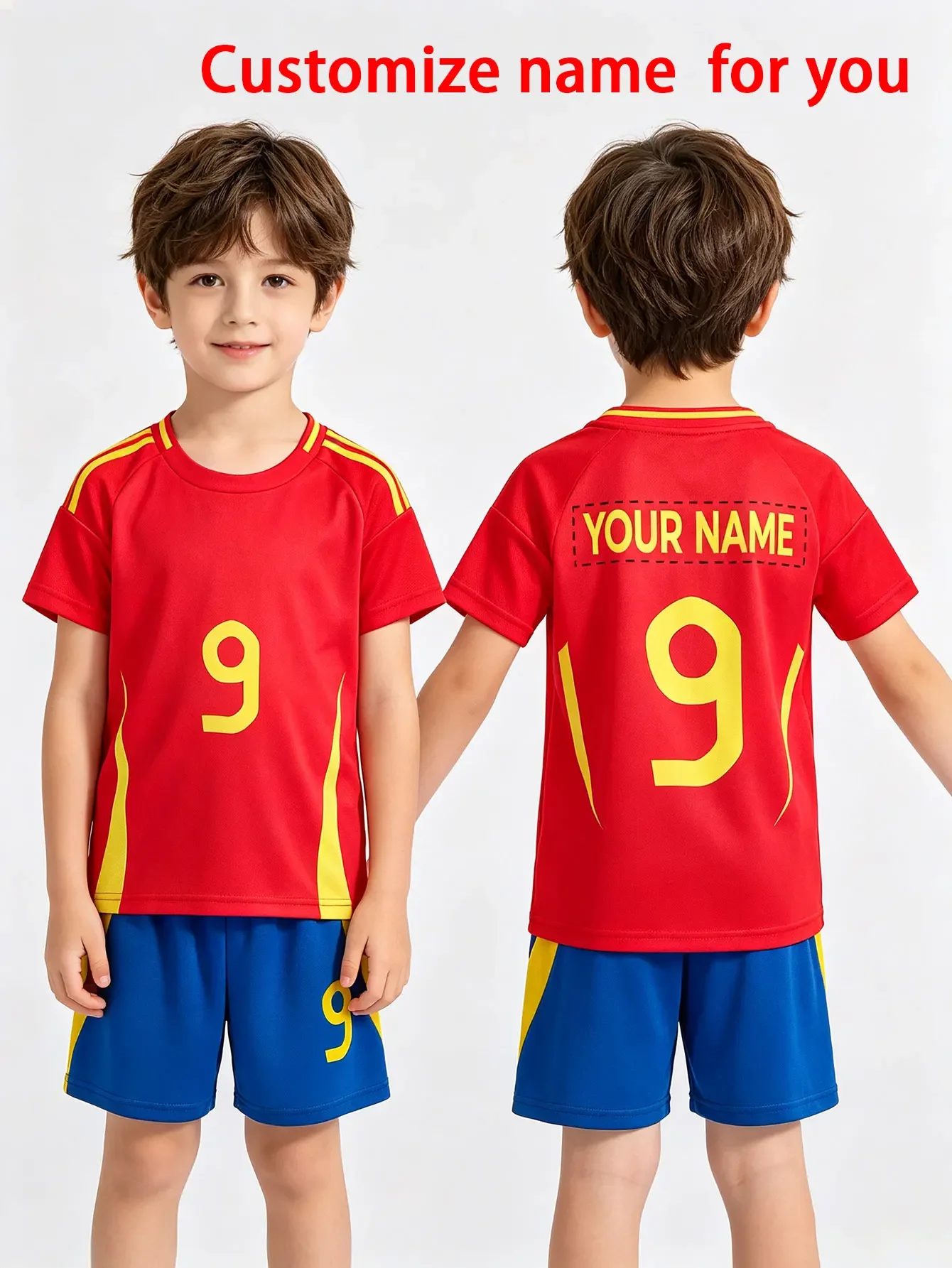 Custom Kids Soccer Jersey Set Personalized Name Boys Girls Football Training Uniforms Red Blue Sportswear