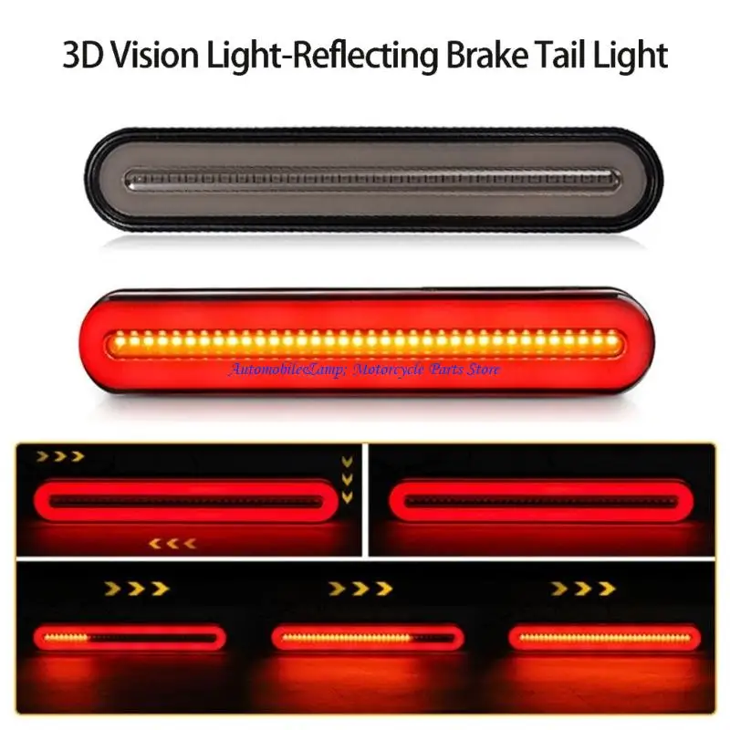 H7BD 28 LED Red Sequential Turn Brake Light 233mm Truck Side Marker Easy to Use for RVs Trucks & Motorcycles
