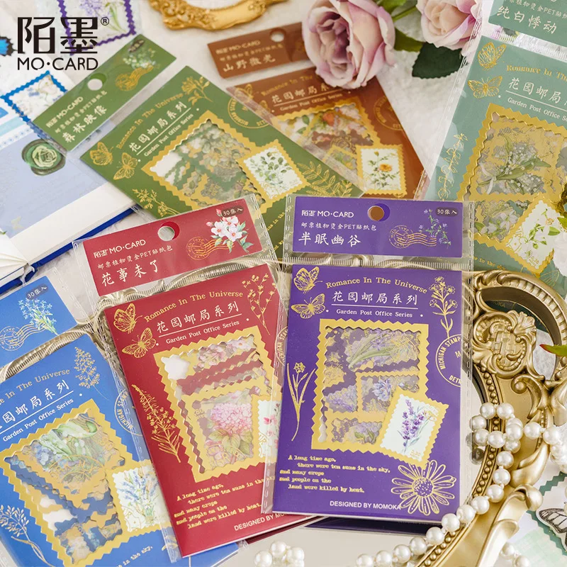 Autocollants botaniques pour bricolage, 30 pièces, pour Album fait à la main, fournitures en papier décoratif pour Scrapbooking