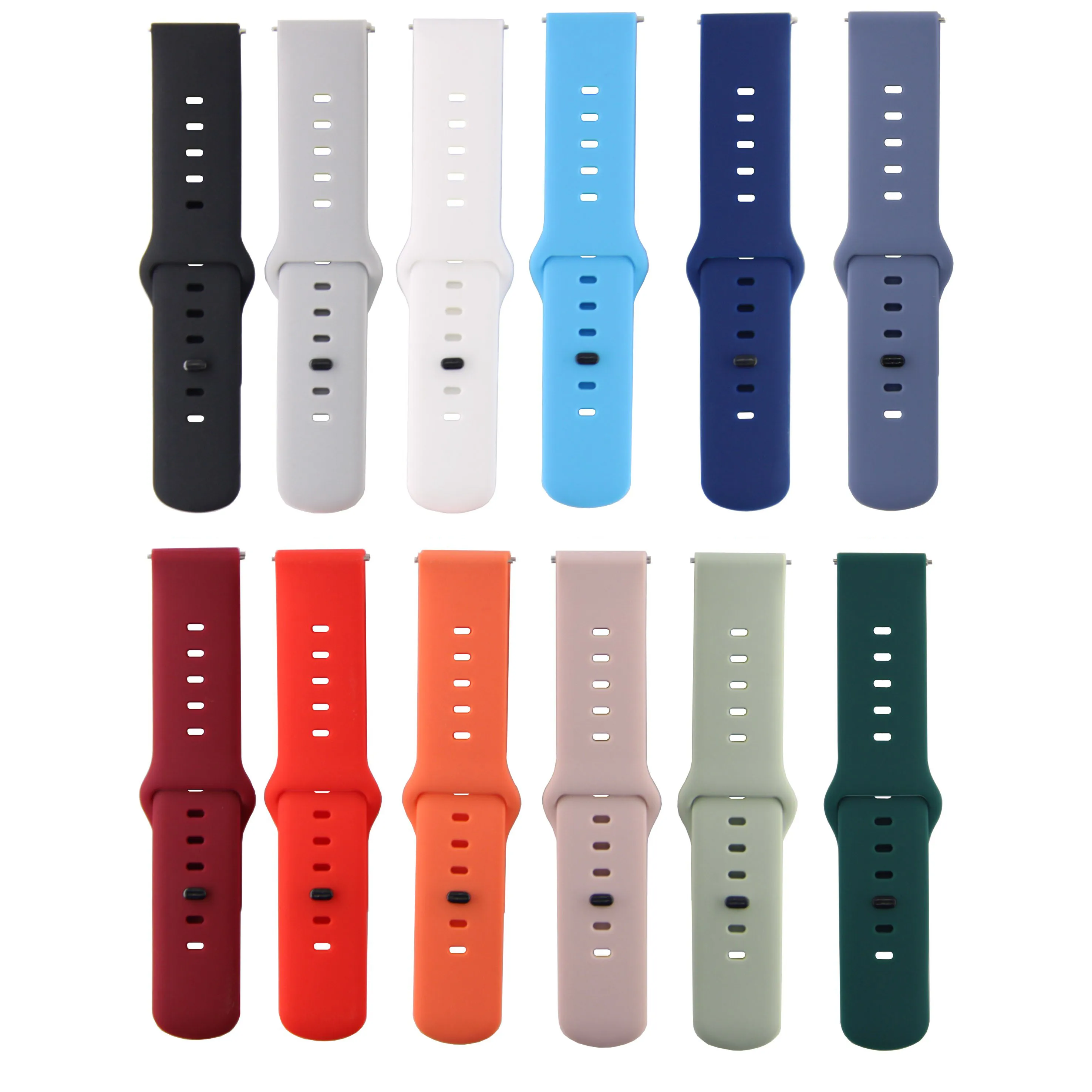 20mm 22mm Universal Silicone Watch Strap Quick Release Frontier Breathable Durable Rectangular Buckle For Sport Smartwatch Band