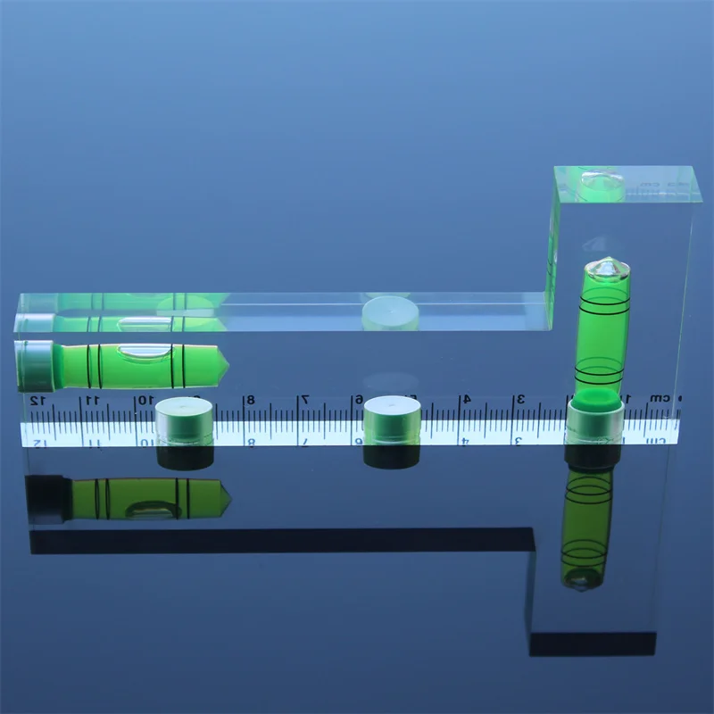 Strong Magnetic L-shaped Transparent Spirit Level Bubble Ruler Bidirectional Horizontal Tool Length 120mm 1Piece