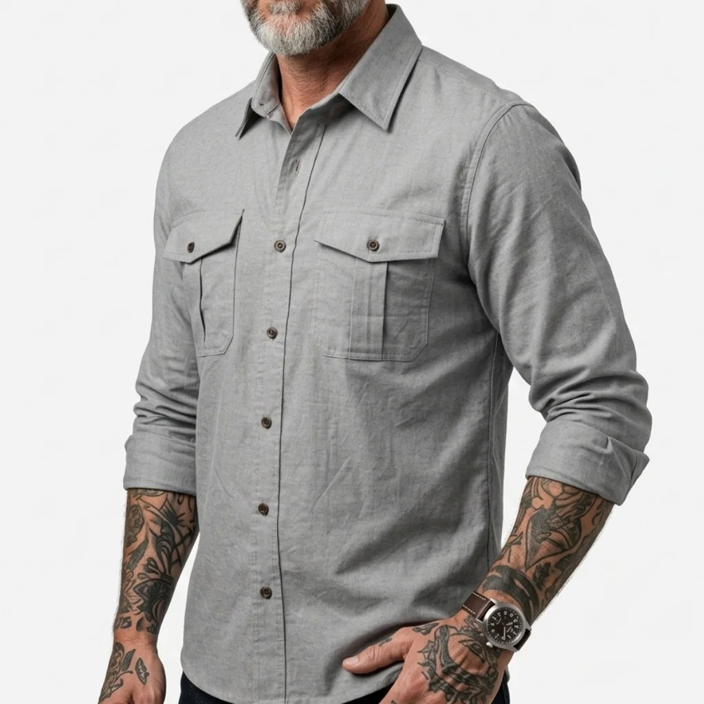 

Spring Summer Men's Thin Long Sleeve Shirt Casual Business Solid Top Lightweight Cotton Blend Shirts Office Male Clothing