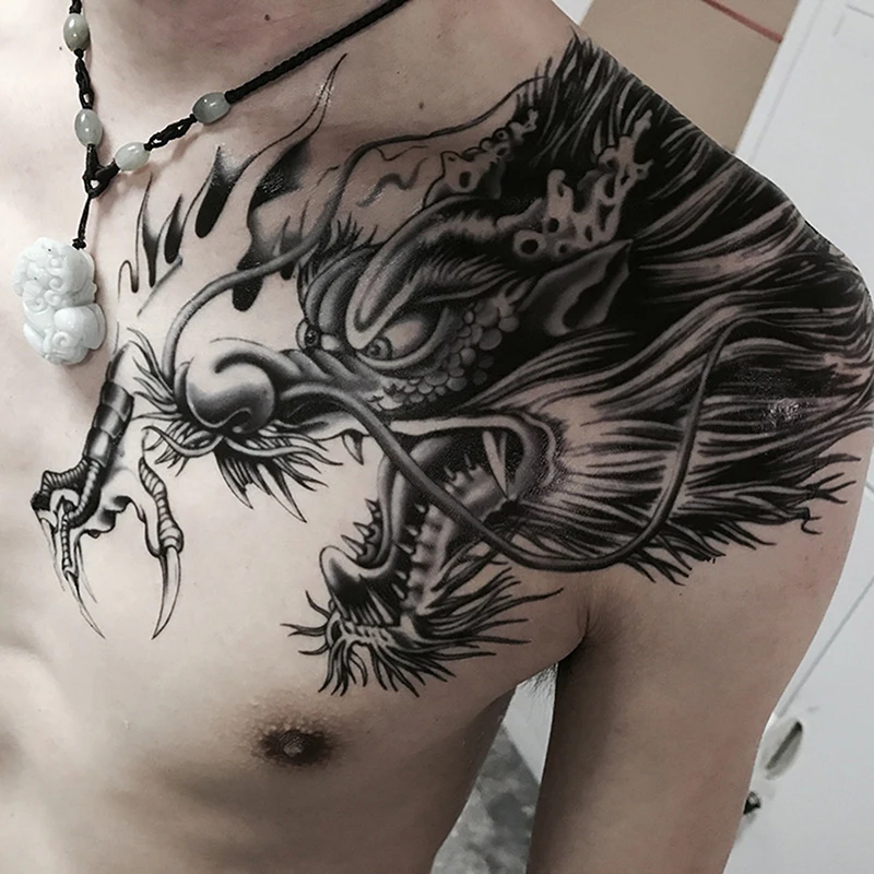Dragon Wing Temporary Tattoo Sticker Waterproof Black Henna Anime Body Art Tattoo Fake Water Transfer Decal Sexy For Men Women. view 3