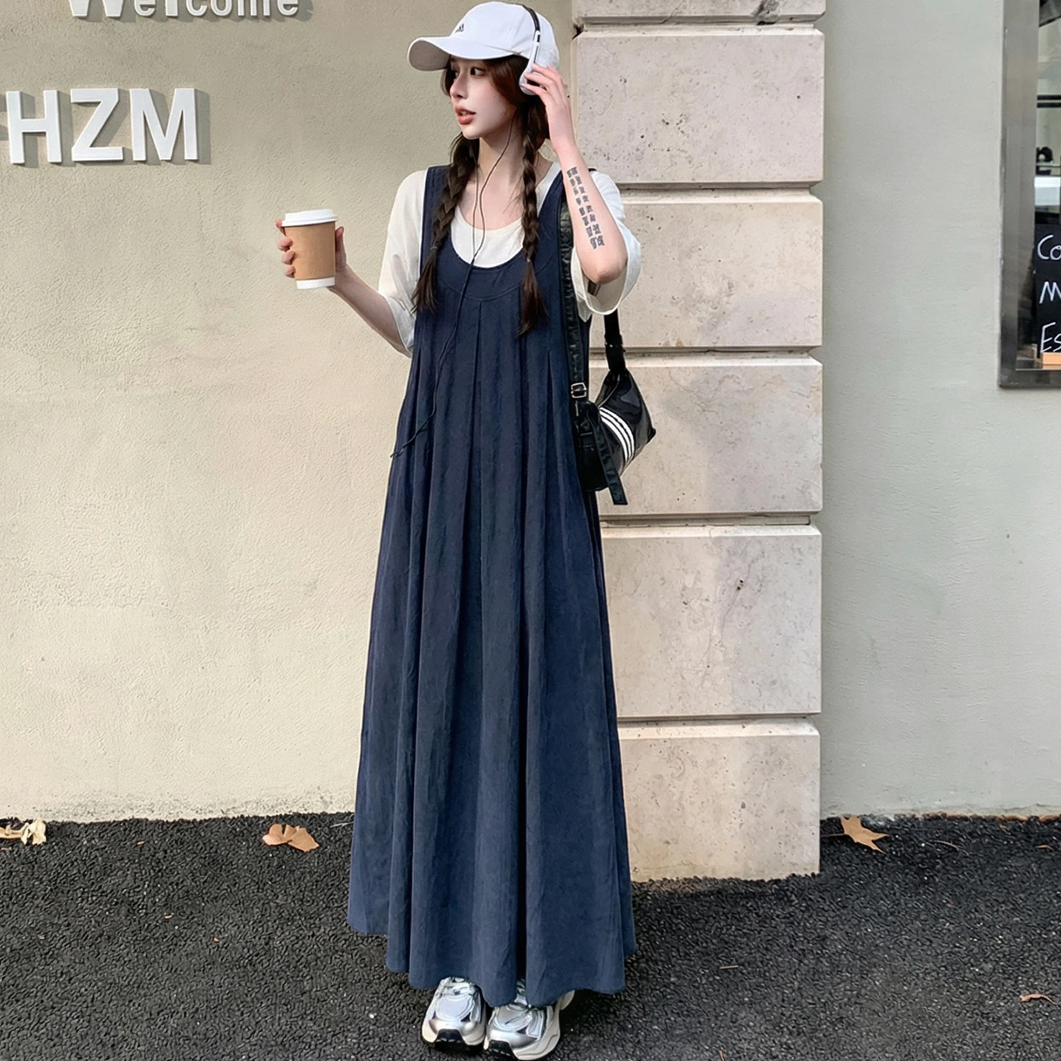 

New 2026 Summer Loose Casual Slimming Meat Covering Fake Two-Piece Dress Ethnic Stage Costume Women's Fashion Premium Quality