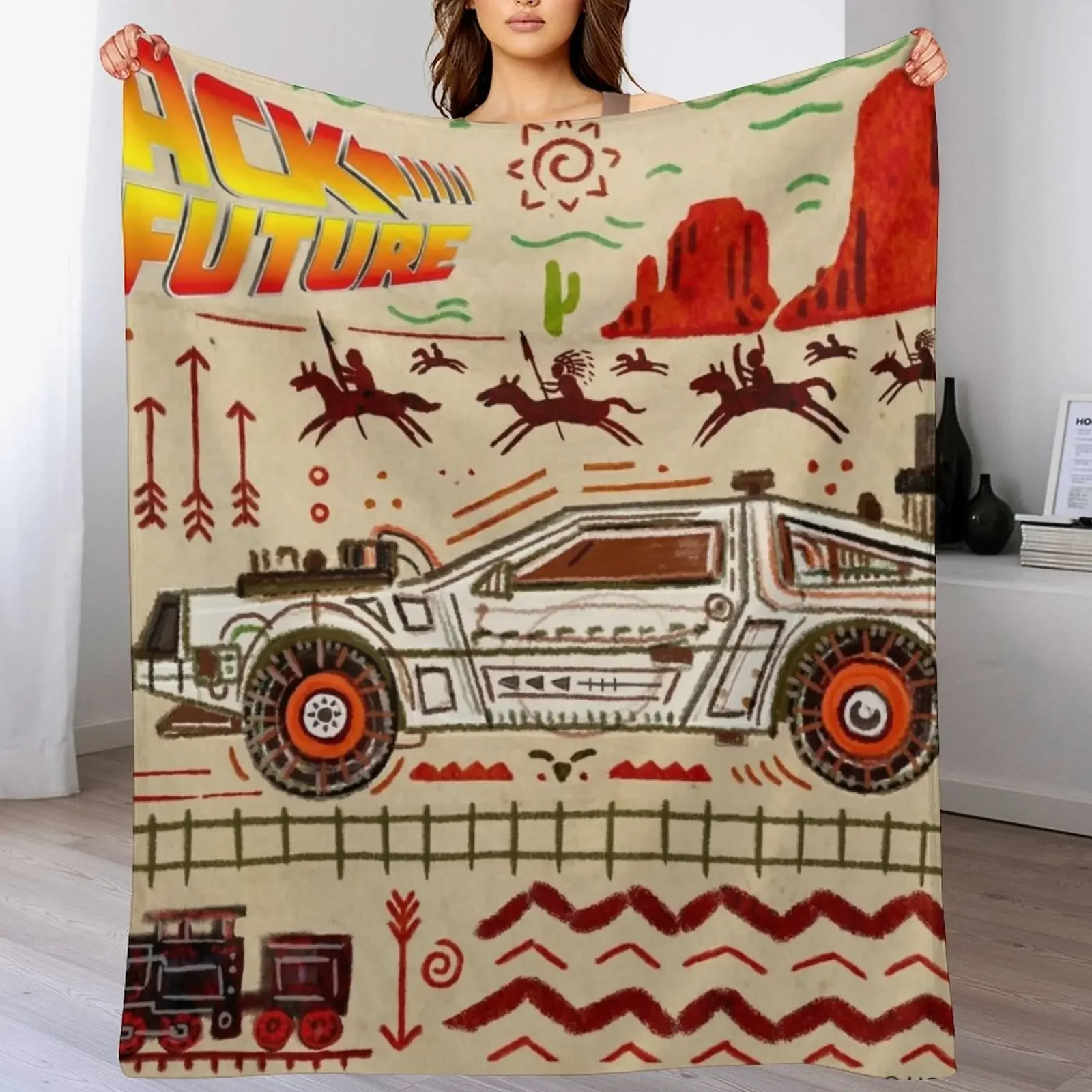 

1885 Delorean Throw Blanket Thermal Custom Shaggy for winter Blankets