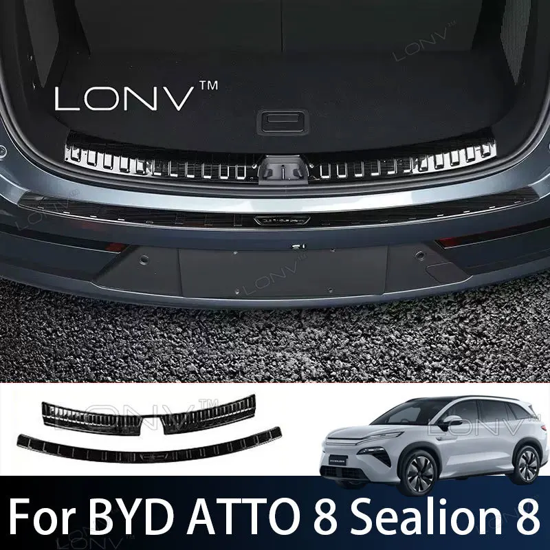 For BYD ATTO 8 Sealion 8 2026 2027 Car Stainless Steel Rear Bumper Protector Trunk Sill Scuff Plate Body Kits Accessories