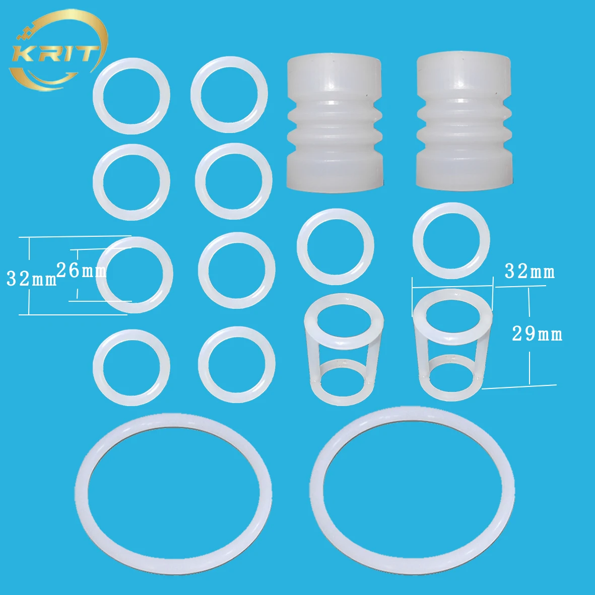 16 PCS White Color Outer Diameter 32mm Food Grade Silicone Sealing Rings Ice Cream Maker Parts Mixed Pack For BQL