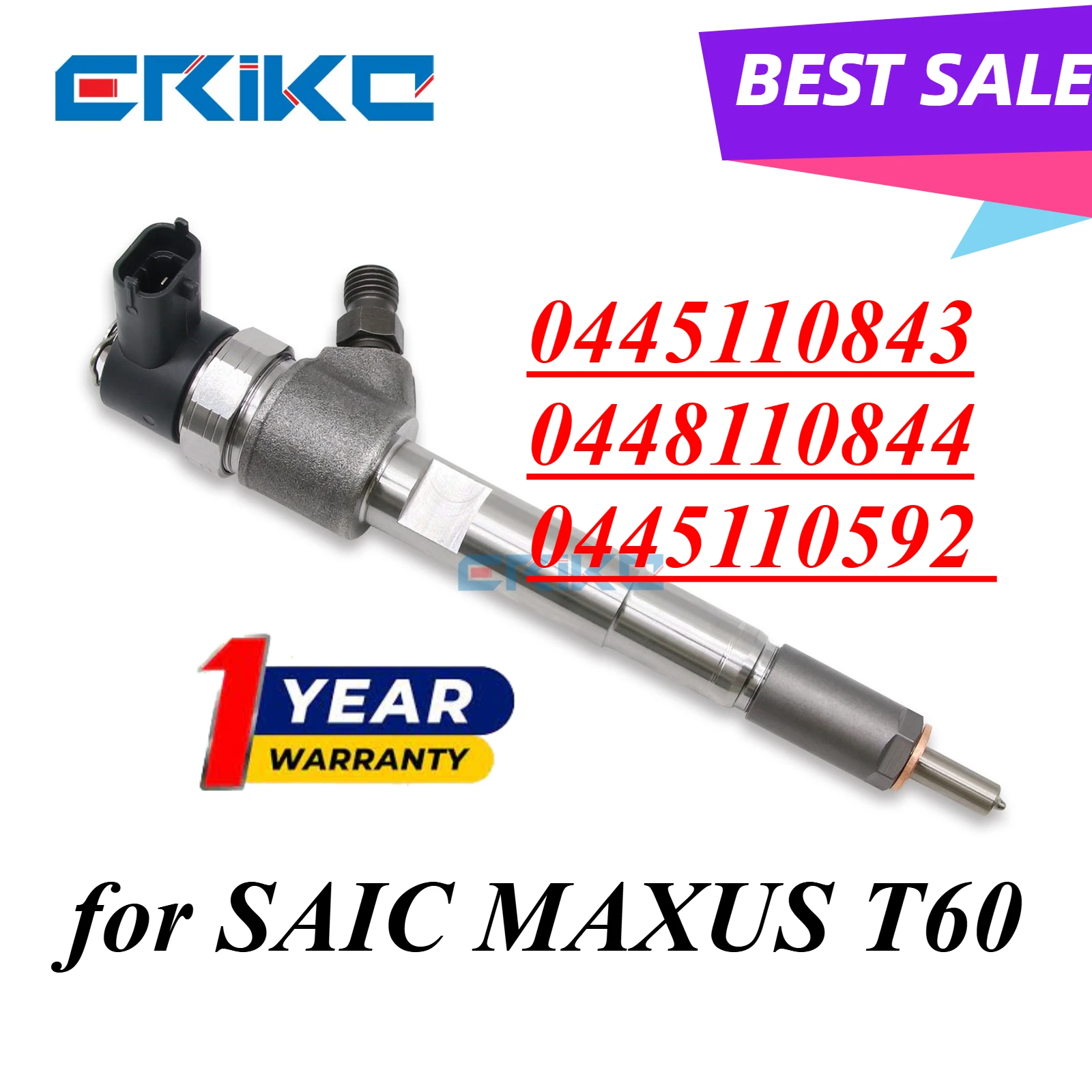 

0445110843 0448110844 0445110592 Diesel Fuel Common Rail Inyector 0 445 110 843 for SAIC MAXUS T60 0 448 110 844, 0 445 110 592