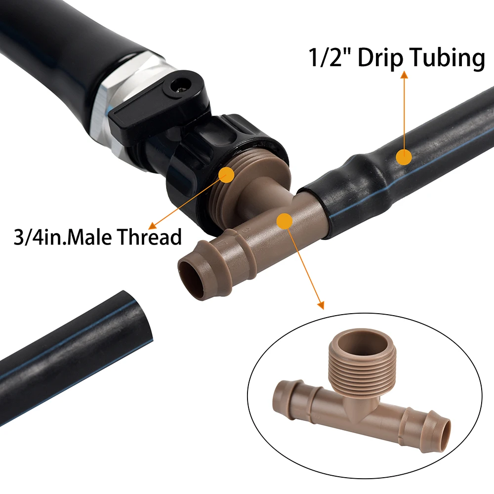 17mm Barb Thread Drip Irrigation Male Adapter：Drip Irrigation Universal Elbow Tee Coupling Adapter 3/4