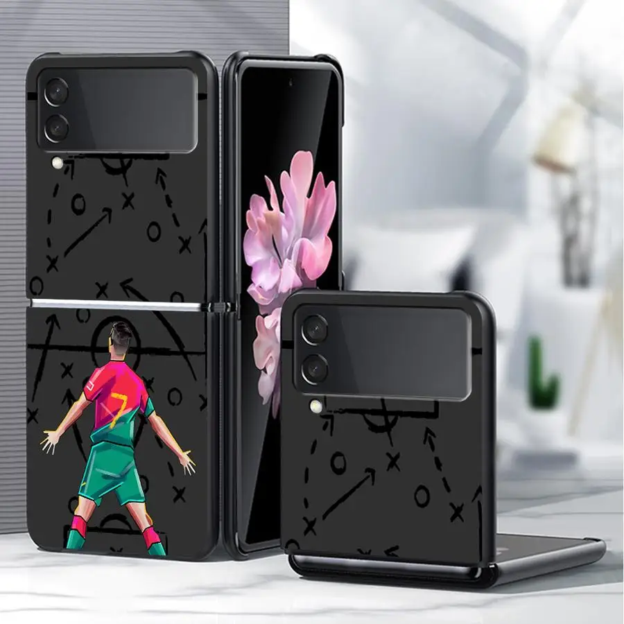 Case for Samsung Galaxy ZFlip6 ZFlip5 Z Flip 7 6 5 4 3 ZFlip3 ZFlip7 FE ZFlip4 Hard Phone Cover Football Creative Design