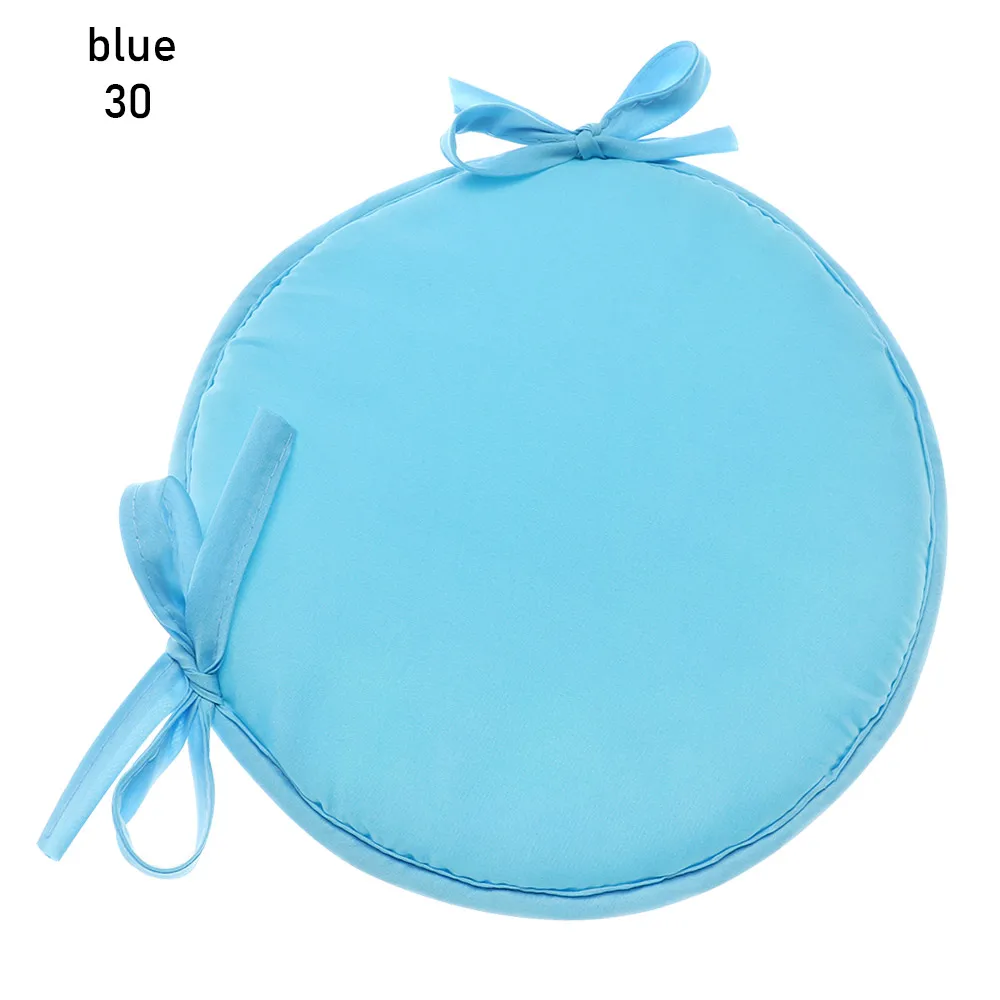 Solid Color Tie-on Round Seat Cushion Kitchen Office Dining Sofa Car Chair Pads