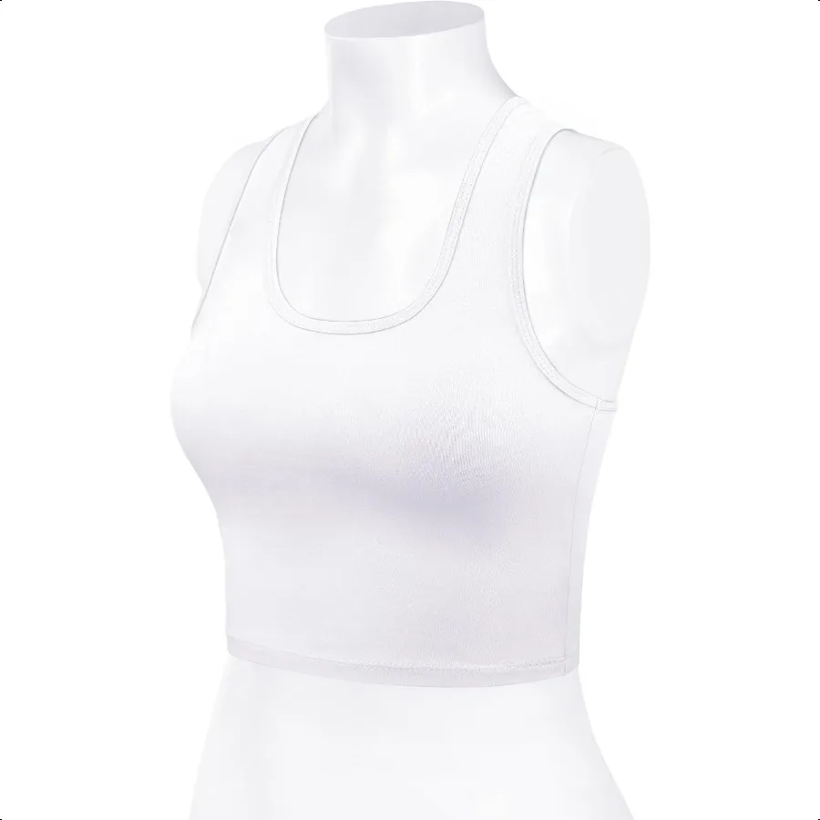 Damen Ärmelloses Racerback Crop Tank Top Cami Rücken U-Ausschnitt Shirts