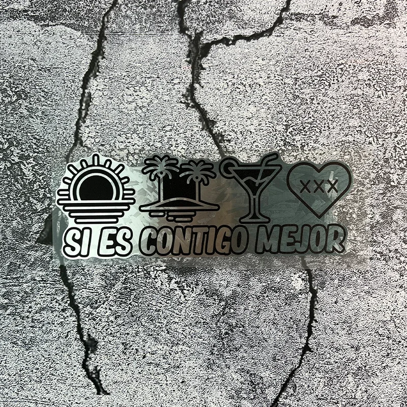 قطعة واحدة من ملصق الثنائي المجسم والأسود "Si Es Contigo Mejor" - فينيل ممتاز لأجهزة الكمبيوتر المحمول والهاتف والسيارة - ديكور أنيق قابل للإزالة #6