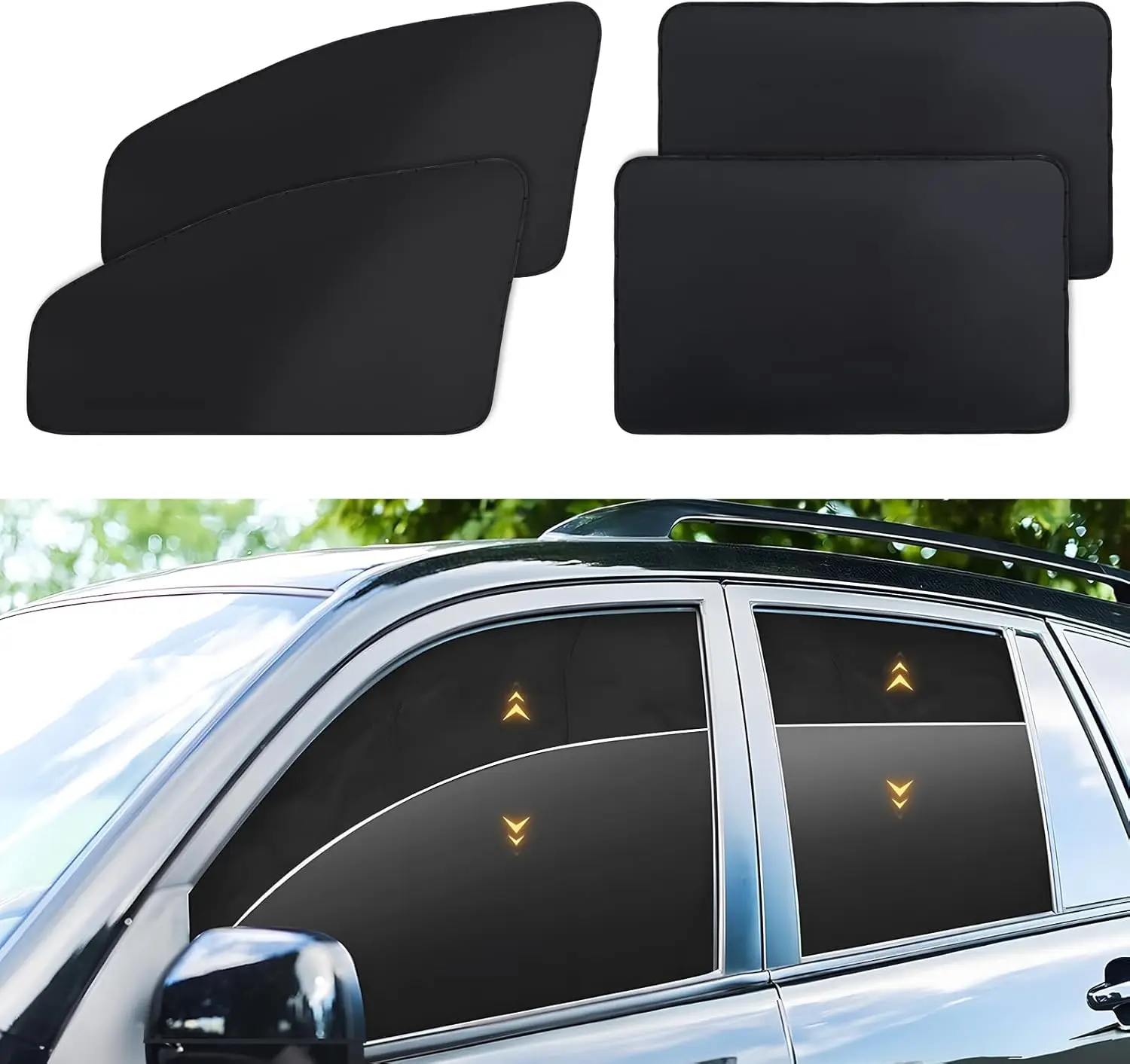 

Набор из 4 магнитных автомобильных оконных штор, 100% защита от ультрафиолета, солнцезащитный козырек для ребенка, боковое окно, дрейп, кемпинг