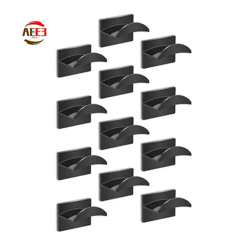AEE3-12 PCS Adhesive Hat Hooks Black ABS For Wall,Hat Racks For Baseball Caps,For Wall, Door, Closet, Room Decorate