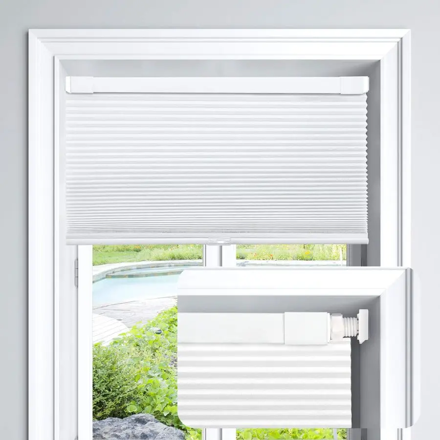 

Cordless Cellular Shades, No Tools No Drill Light Filtering Honeycomb Shades Pleated Blinds for Windows, 47 W x 48 H, White