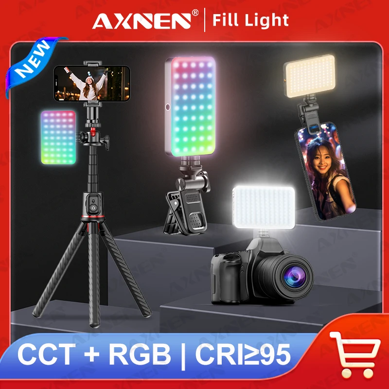 AXNEN D10s Full Color RGB Fill Light Led Video Light 2500-9000K Photography Lighting for Youtube Live Mobile Phone Laptop Tablet