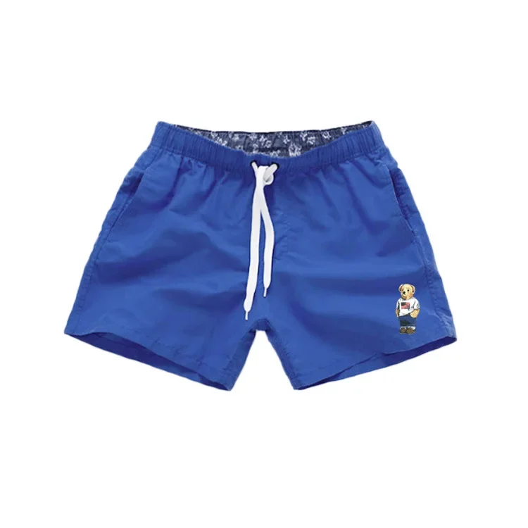 Asiatische Größe Herren Polo Bear Badeshorts Schnelltrocknend Elastischer Bund Kordelzug Strand-Boardshorts Lässige Sommer-Badebekleidung Schwarz – Detail 11