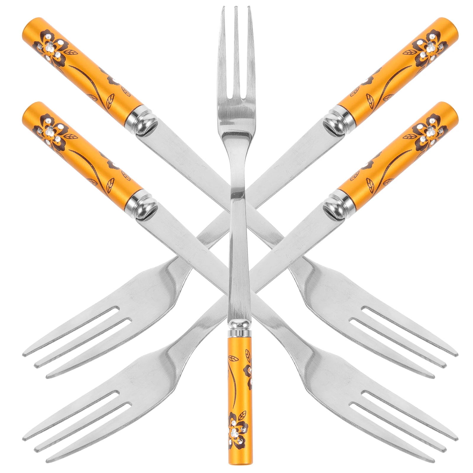 

5 Pcs Table Spoon Portable Fruit Fork Stainless Steel Fruits Small Forks Desserts