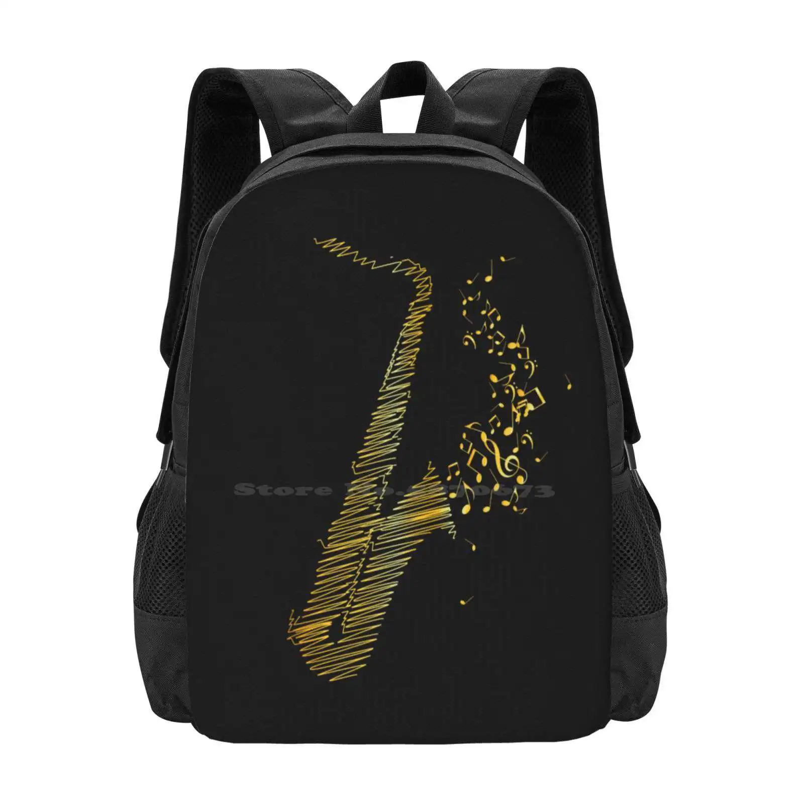 Saxophone Art - Yellow Mix Hot Sale Schoolbag Backpack Fashion Bags Saxophone Graphic Saxophone Design Saxophone Illustration