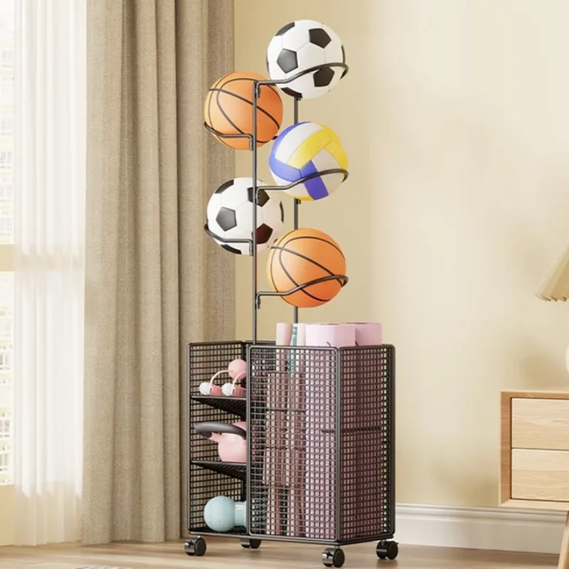 

Household indoor ball storage rack School foot volleyball basketball rack holder Multi-layer storage basket