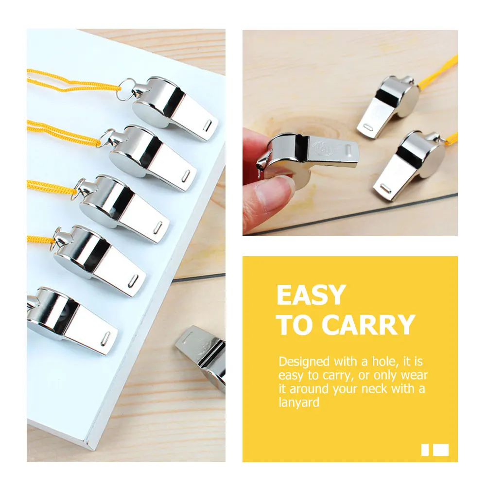 

12pcs Metal Whistle With Lanyard Loud Camping Survival Whistle Portable Outdoor Emergency Keychain Pendant Decor For Sports
