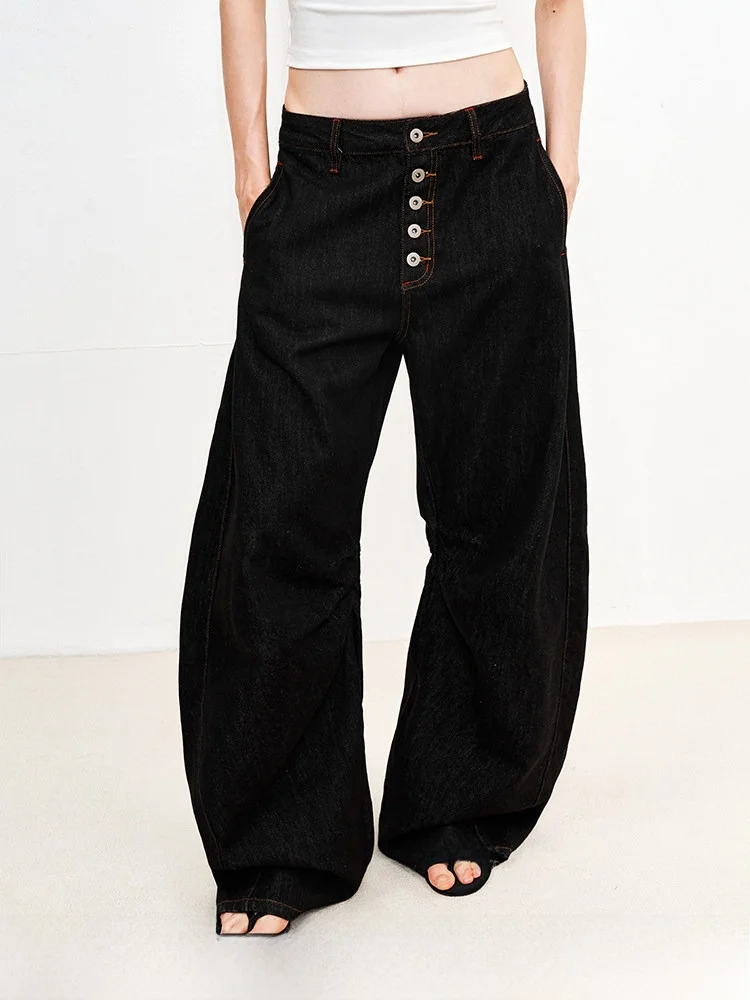 

Джинсы 3RD Color Blo Design Original Knife из денима, свободного кроя, с застежкой на пуговицах, черные