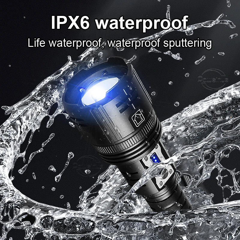 High Power Led Flashlight XHP 360 Super Bright Telescopic Zoom Long Range Spotlight USB Rechargeable Night Fishing Hand Lantern