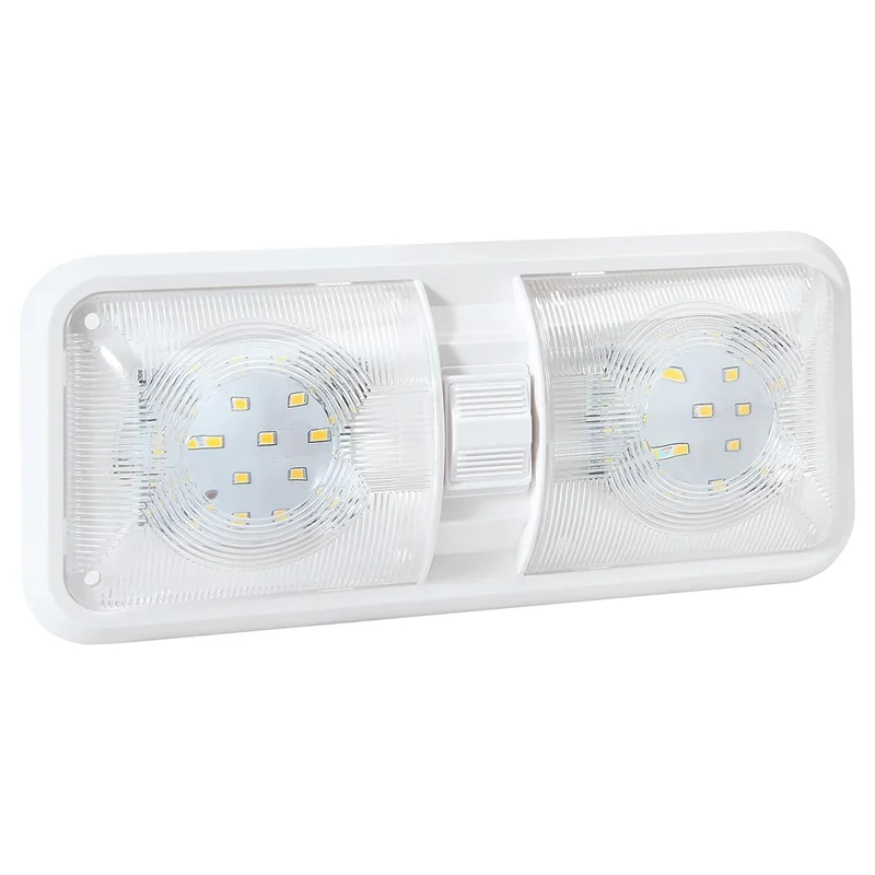 

Leading-12V LED Lights Ceiling Double Dome Light Fixture Interior Lighting For Car/RV/Trailer/Boat