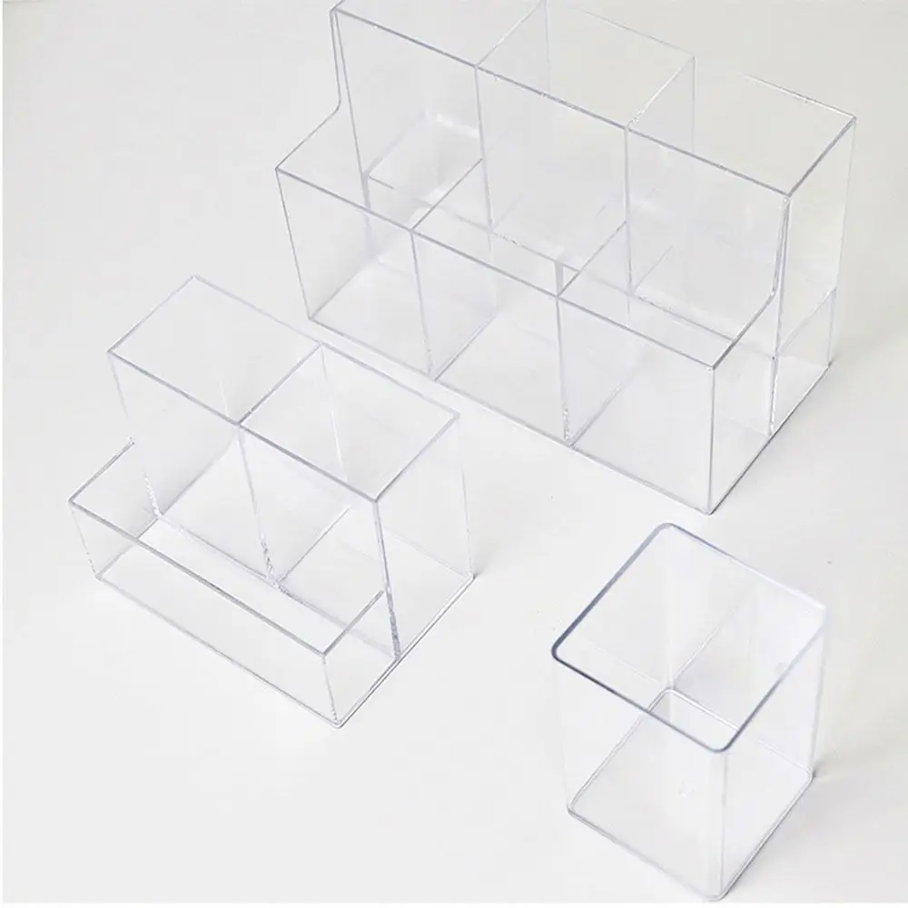 High Quality Acrylic Pen Holder Transparent 6 Grids Stationery Storage Box Sorting Storage Desktop Organiser Pen Container