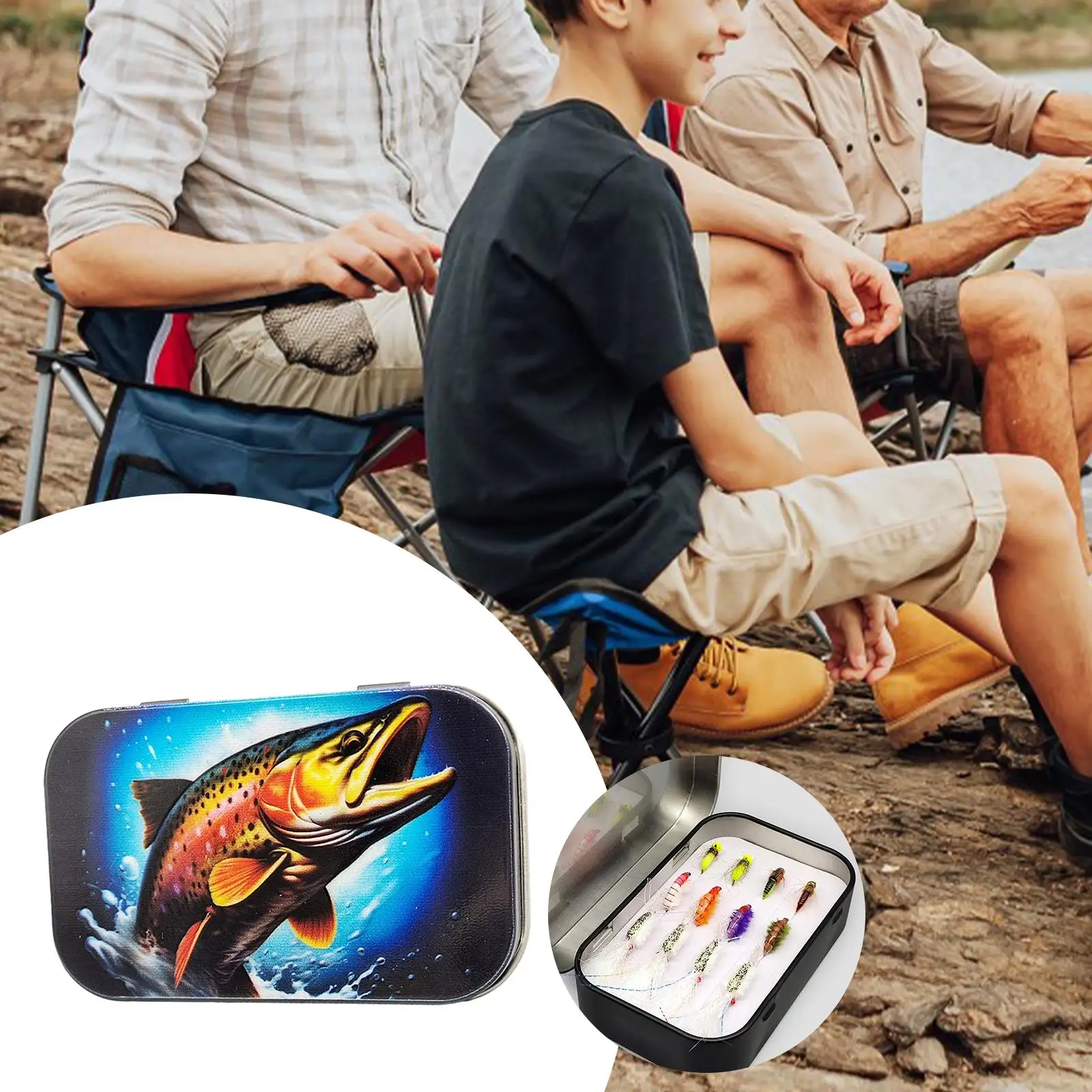 Portable Durable Fly Fishing Flies Box Practical Fly Hook Box Metal Sturdy Fishing Tackle Box,Fishing Tackle Organizer Accessori
