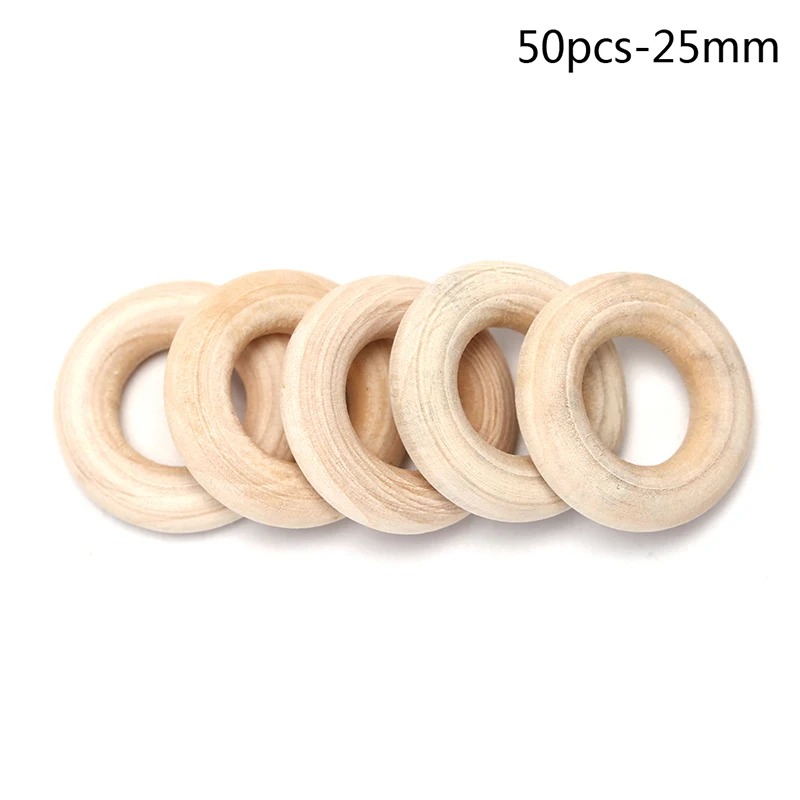 Hot Sale 5/10/20/50pcs Unfinished Solid Wooden Rings 20-70MM Natural Wood Rings for Macrame DIY Crafts Ornaments Jewelry Making