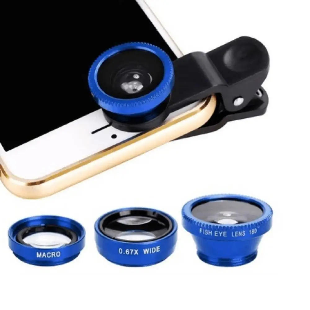 Phone 3 in 1 Mobile Fish Eye Super Wide Angle Macro Camera Lens Kit with Clip