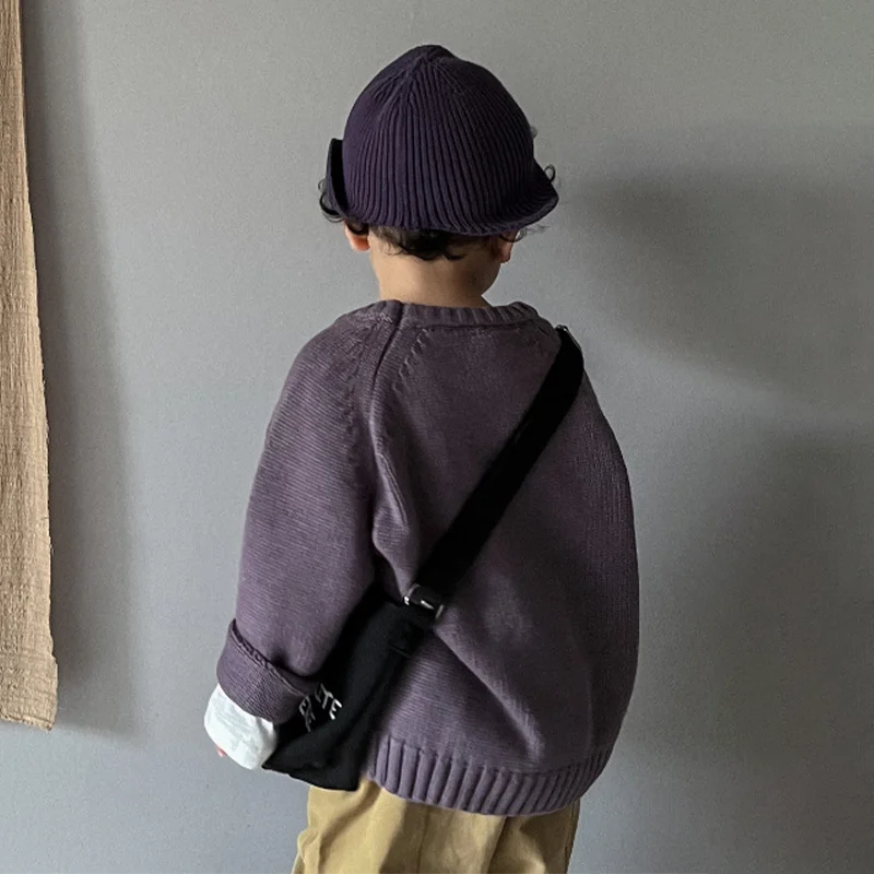 Herbst-Winter-Mode: Warme Pullover für Jungen und Mädchen, einfarbig, gestrickt, mit Rundhalsausschnitt, Oberteile für Kinder im Alter von 2 bis 8 Jahren, Unterhemd. – Detail 18