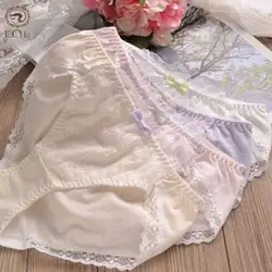 Leechee-Sous-vêtements japonais en coton pour femmes, culotte confortable et respirante avec nœud en dentelle, nouvelle collection 2022