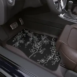 Cherry Blossom Sakura Car Floor Mats Set Custom JDM Car mats Japanese Inspired Floral Design Graphic Black Whiteai