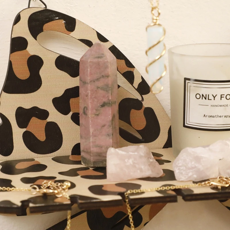 

Настенная полка с леопардовым принтом и бантом, декоративная подвесная стойка для ювелирных изделий, настенная полка для хранения-A27R