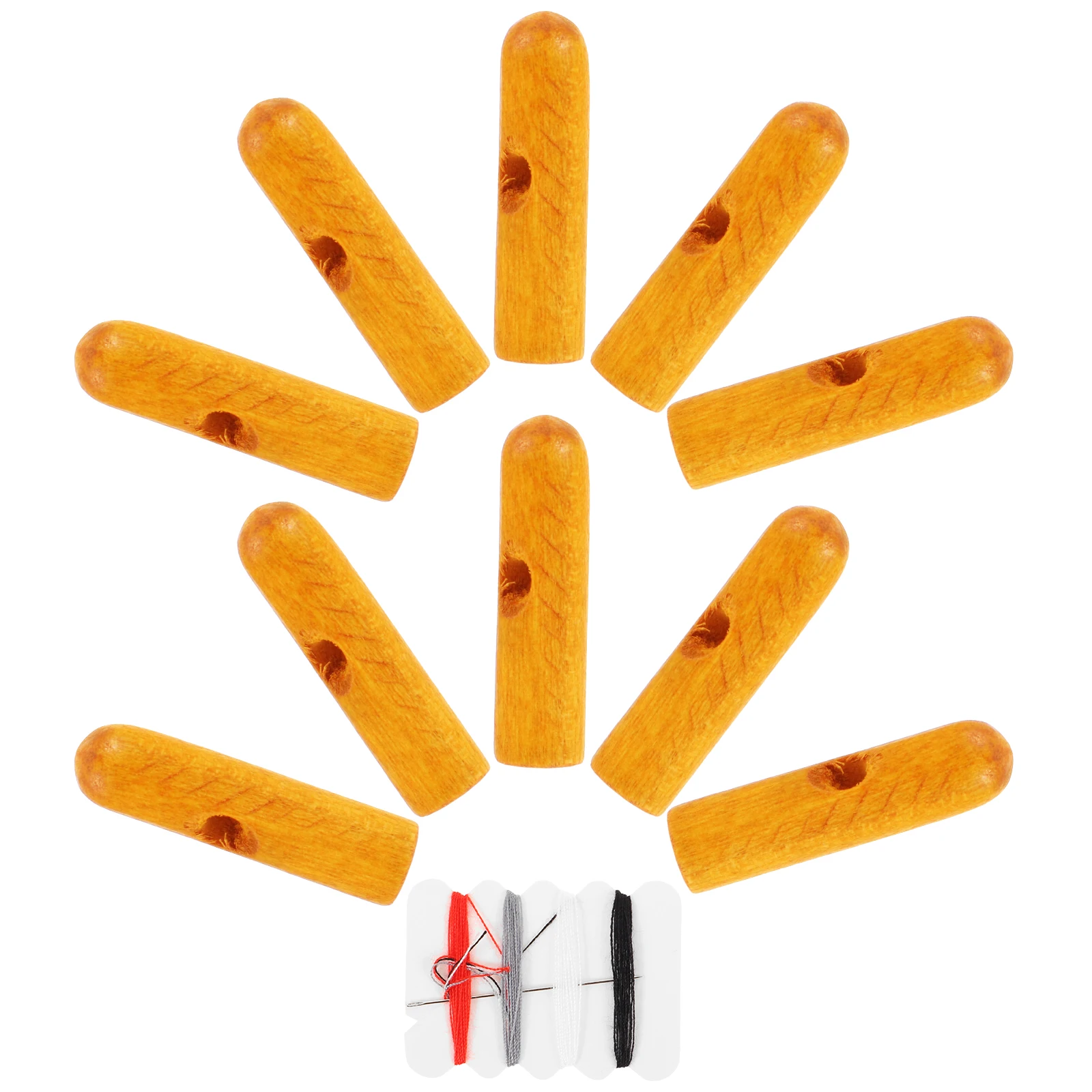 

10 Pcs Wood Tail Beads Umbrella Bone Covers Replacement Parts Folding Rain Umbrellas Foldable Wooden Parasol