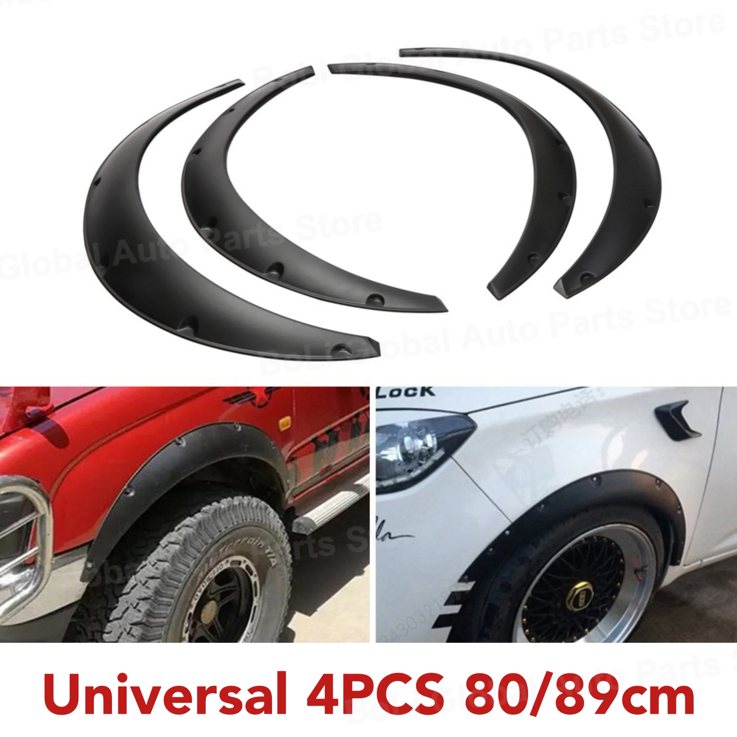 80/89 cm Car Fender Universal Horn Arch Wing Extender Arch Brow Car Wheel Lip Body Kit Protective Cover Fender 4pcs